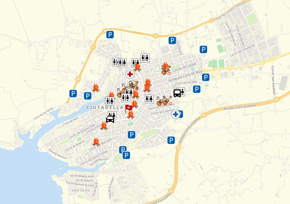 Mapa interactivo de las fiestas de Sant Joan en Ciutadella de Menorca