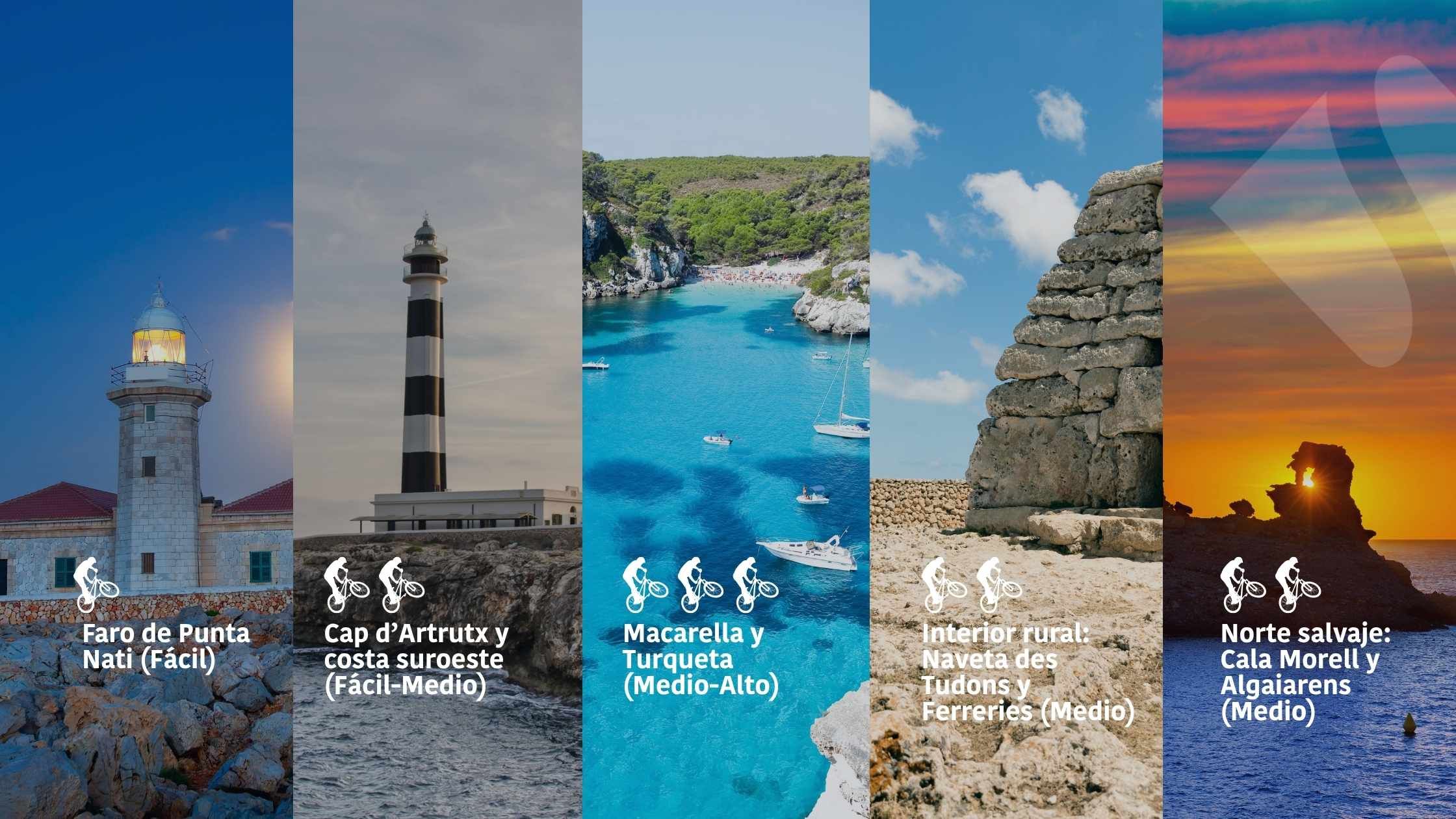 Five routes of the Camí de Cavalls by bike, cycling route in Menorca