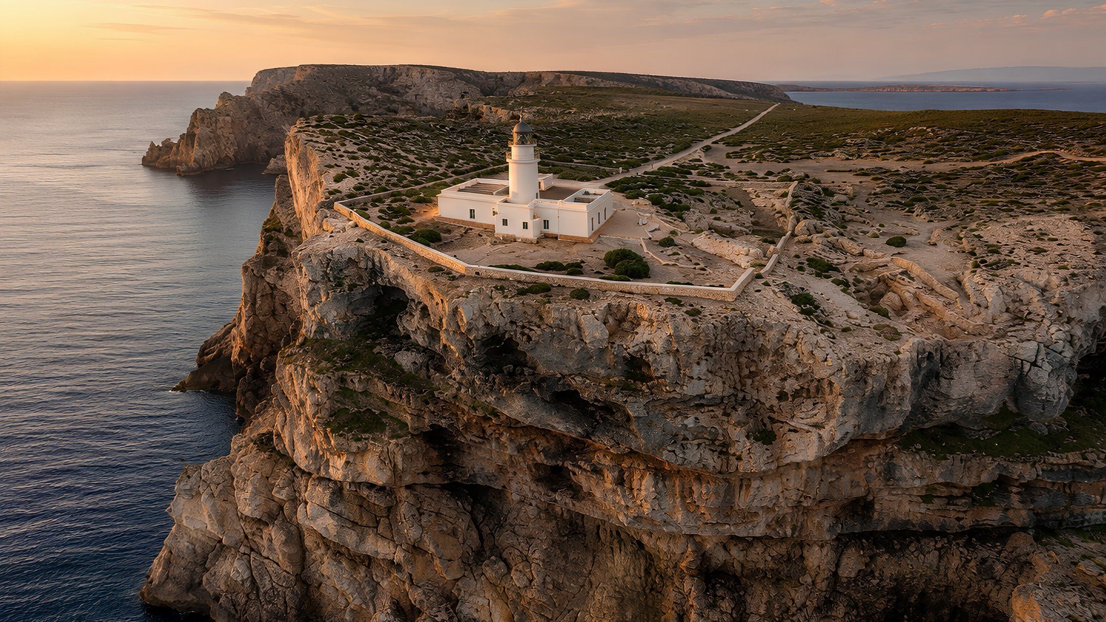 Faro de Cavalleria en Menorca con vistas al mar y paisaje del norte de la isla